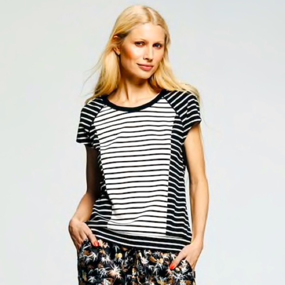 NWT Peter Som Striped Raglan Sweatshirt Black and White - Picture 1 of 11